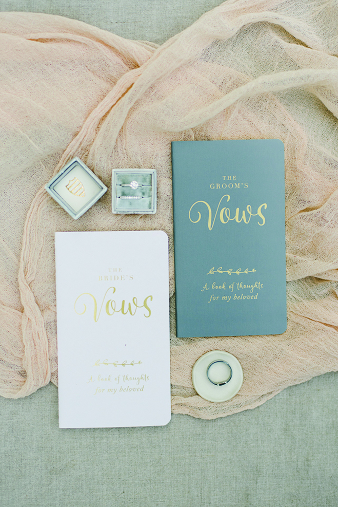 Chelsey and Tom's custom notebooks containing the wedding vows they wrote.
