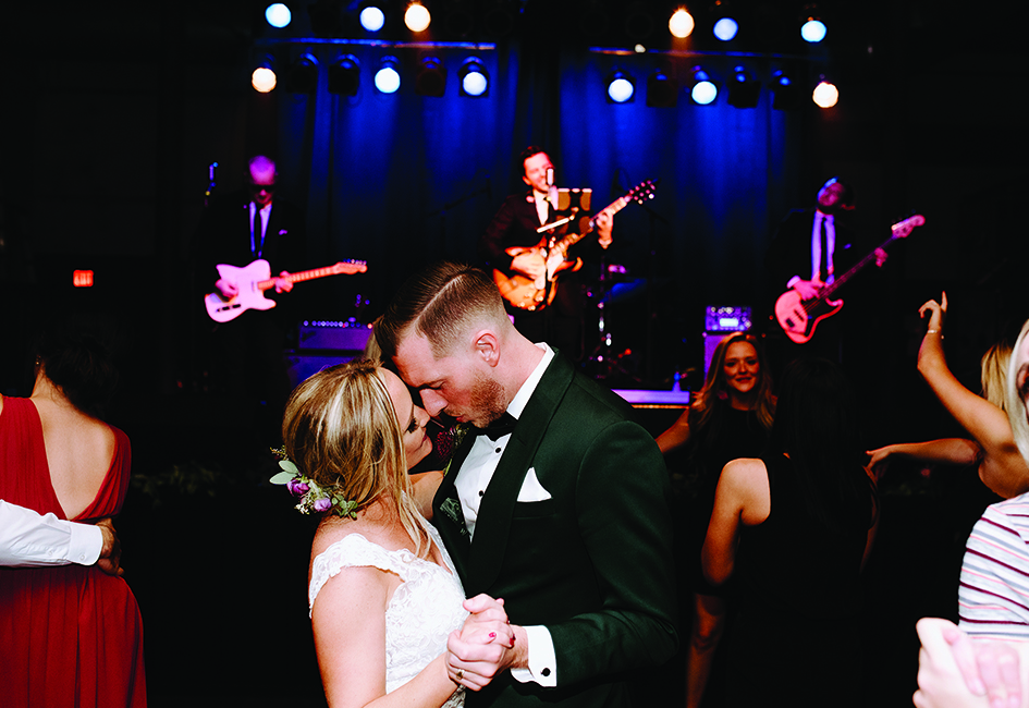 Minnesota wedding band Dirty Rotten Scoundrels play during a couple's reception.