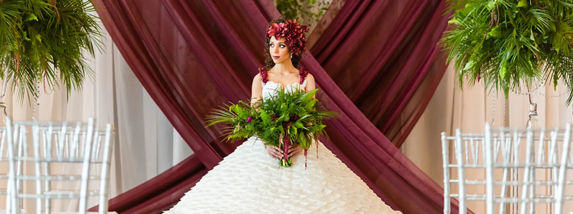 Holiday colors and a paper wedding dress