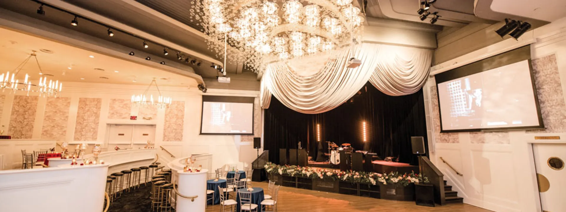 The glittering space at Metropolitan Ballroom & Clubroom, inspired by dance scenes between Ginger Rogers and Fred Astaire.